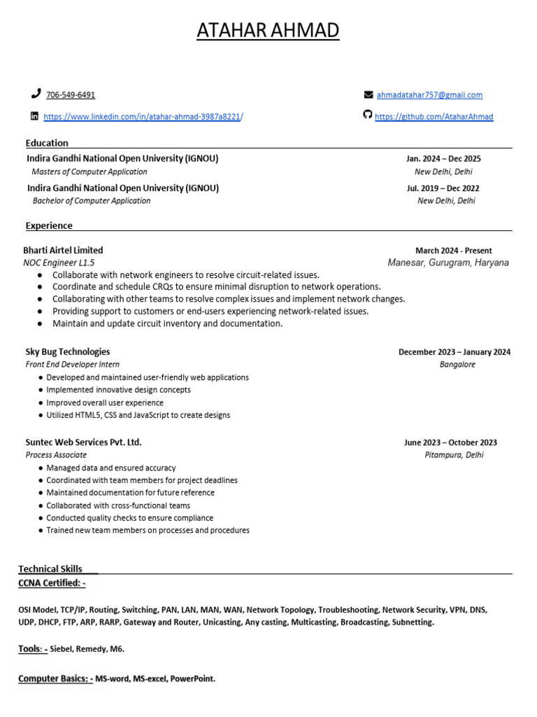 Atahar Resume | PDF