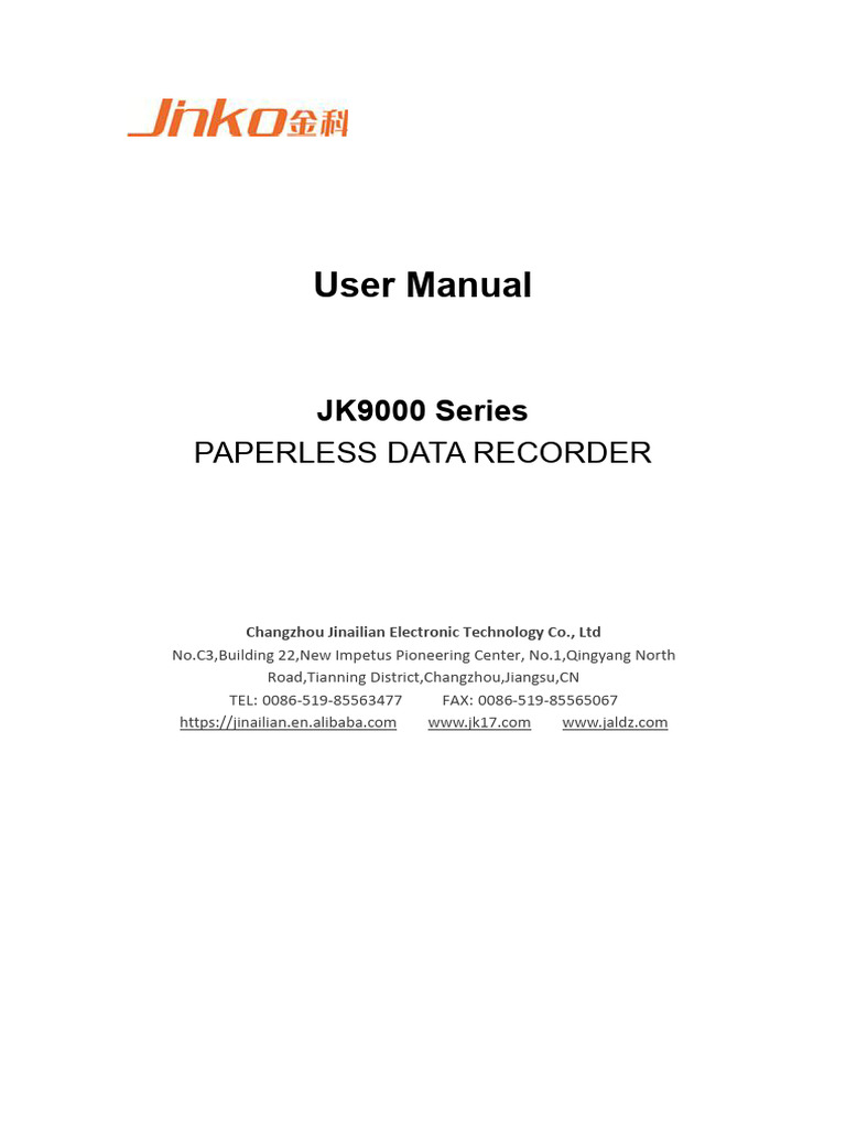 JK9000 Paperless Data Recorder Manual | PDF | Power Supply | Technology ...