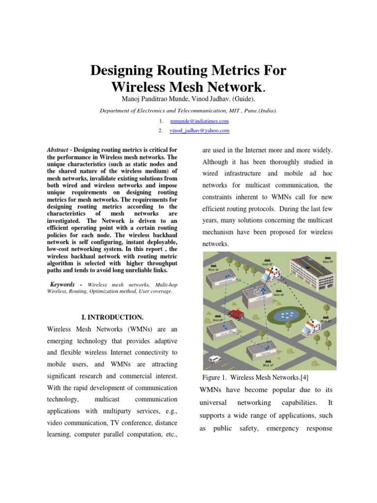 Designing Routing Metrics For Wireless Mesh Networks | PDF