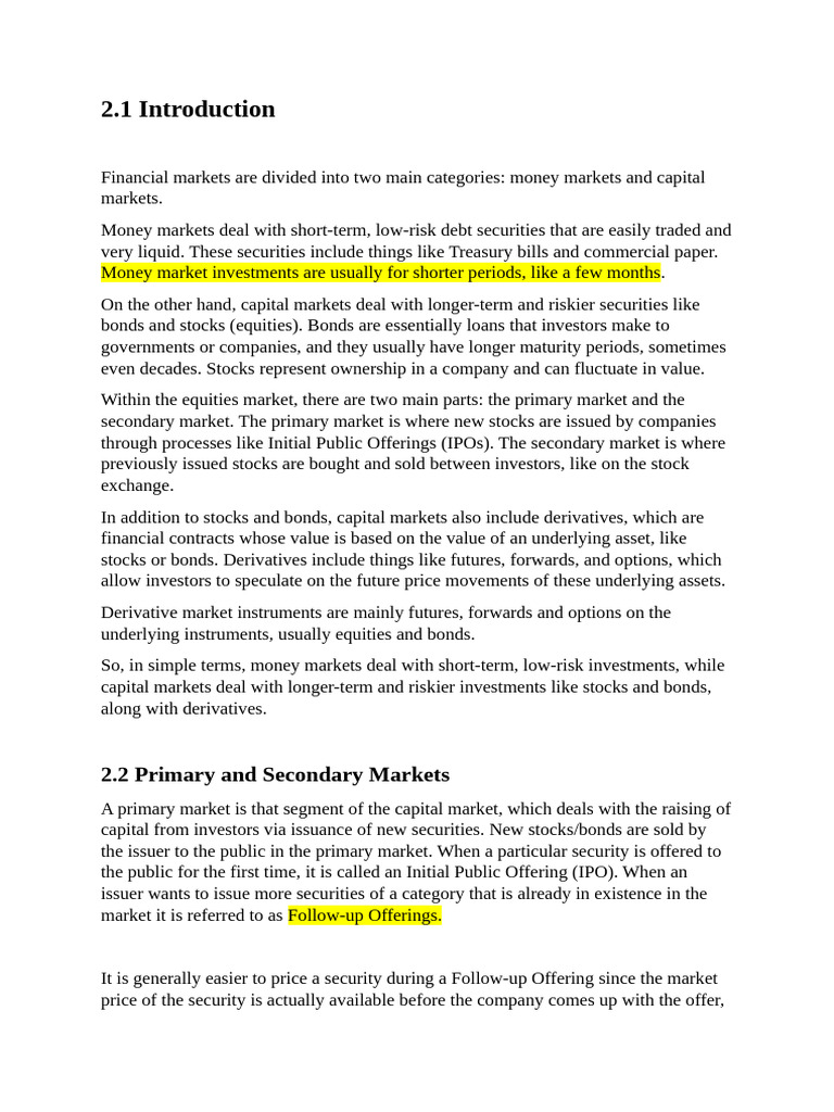 Chapter - 2 (Financial Markets) | PDF