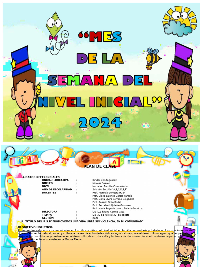 Plan Semana Del Nivel Inicial 2024 | PDF | Educación de la primera infancia