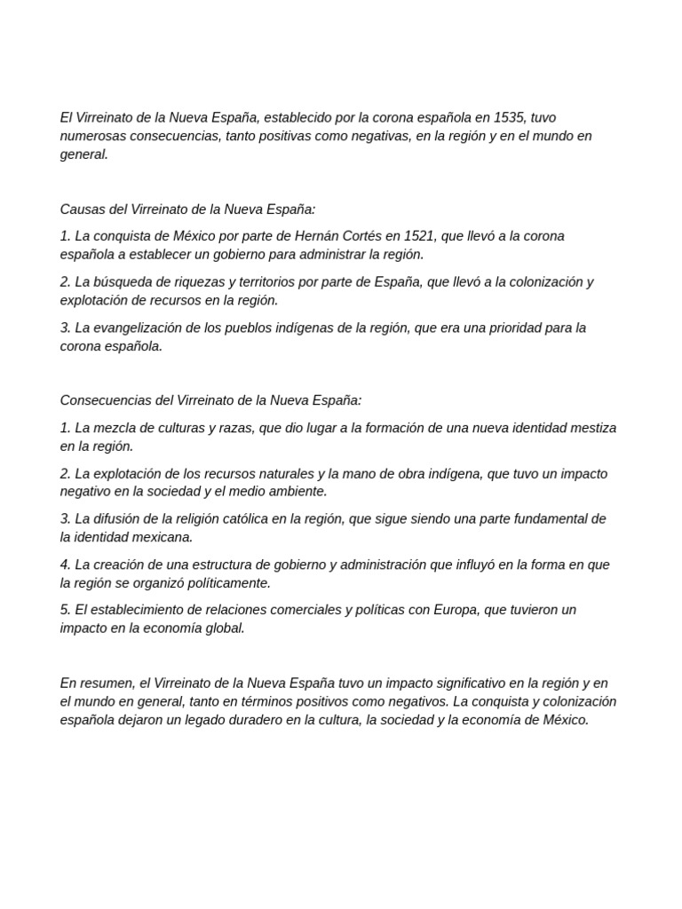 El Virreinato de La Nueva España | PDF
