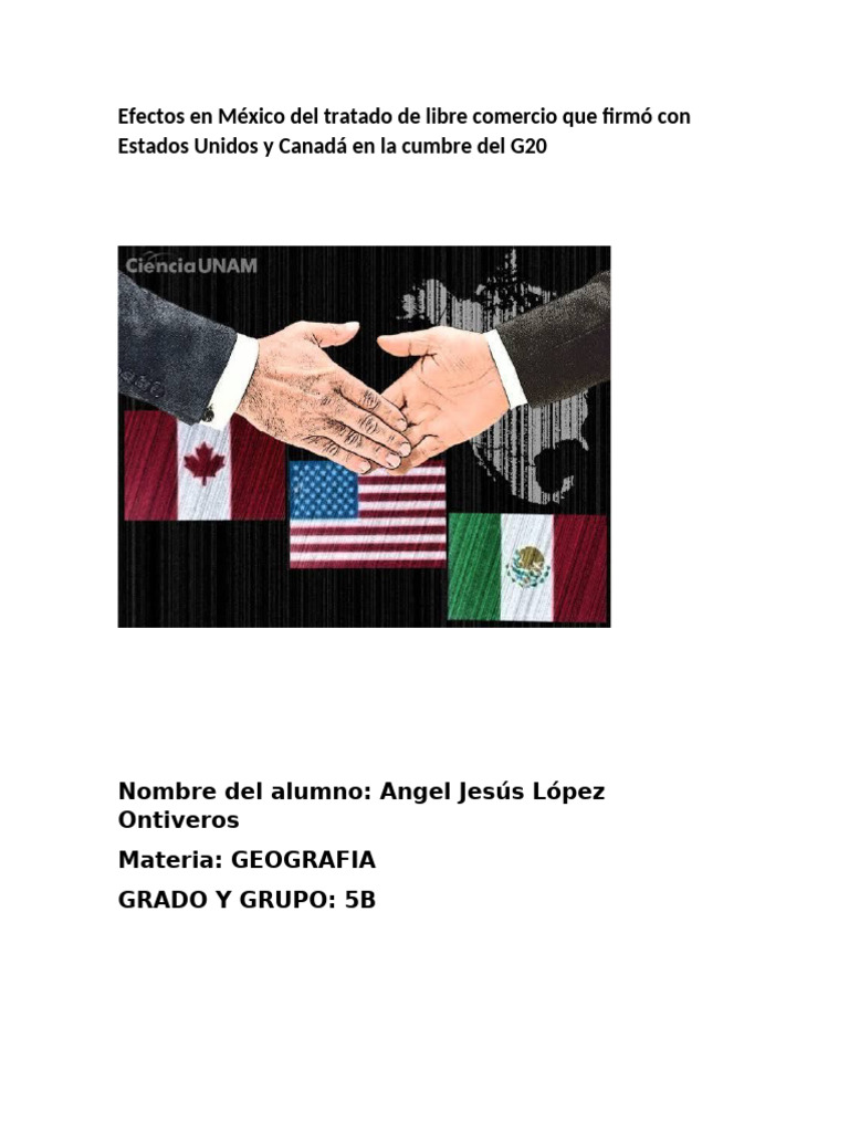 Efectos en México Del Tratado de Libre Comercio Que Firmó Con Estados ...