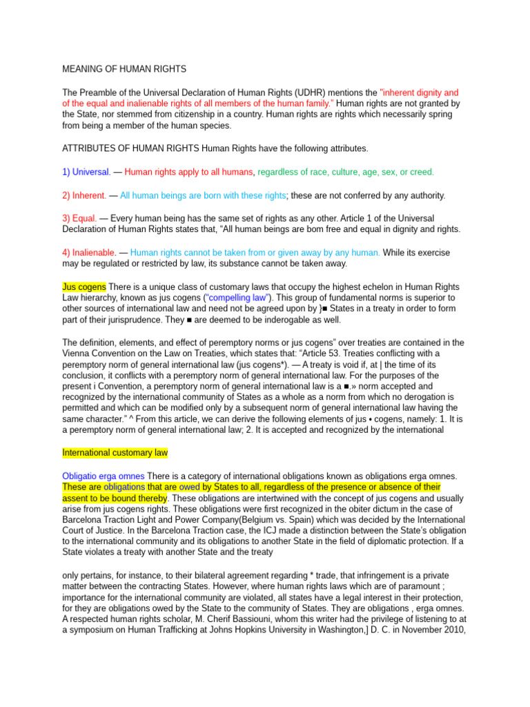 Meaning of Human Rights | PDF