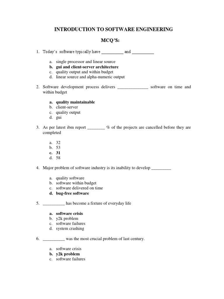 Mcqs On Software Engineering | PDF | Source Code | C (Programming Language)