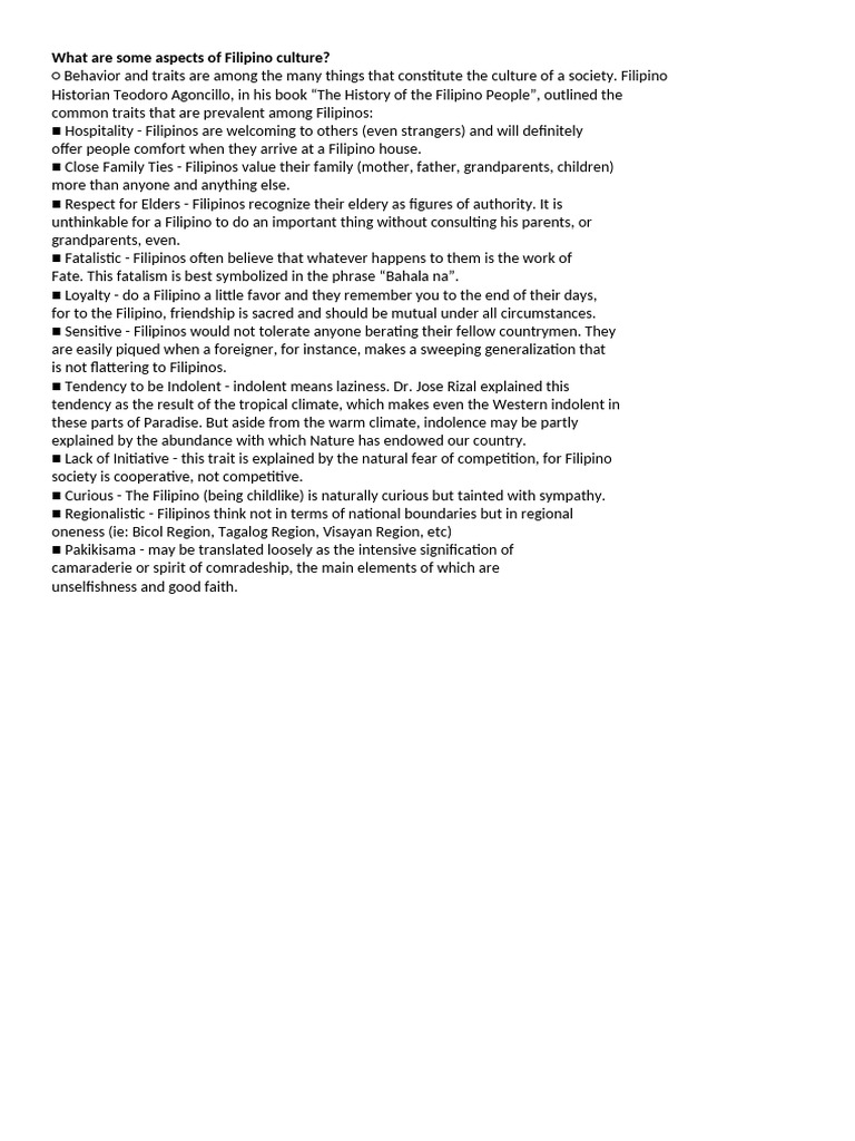Filipino Customs Examples