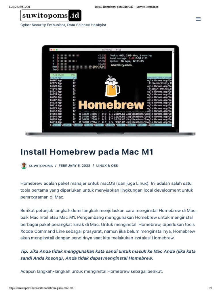 Install Homebrew Pada Mac M1 - Suwito Pomalingo | PDF