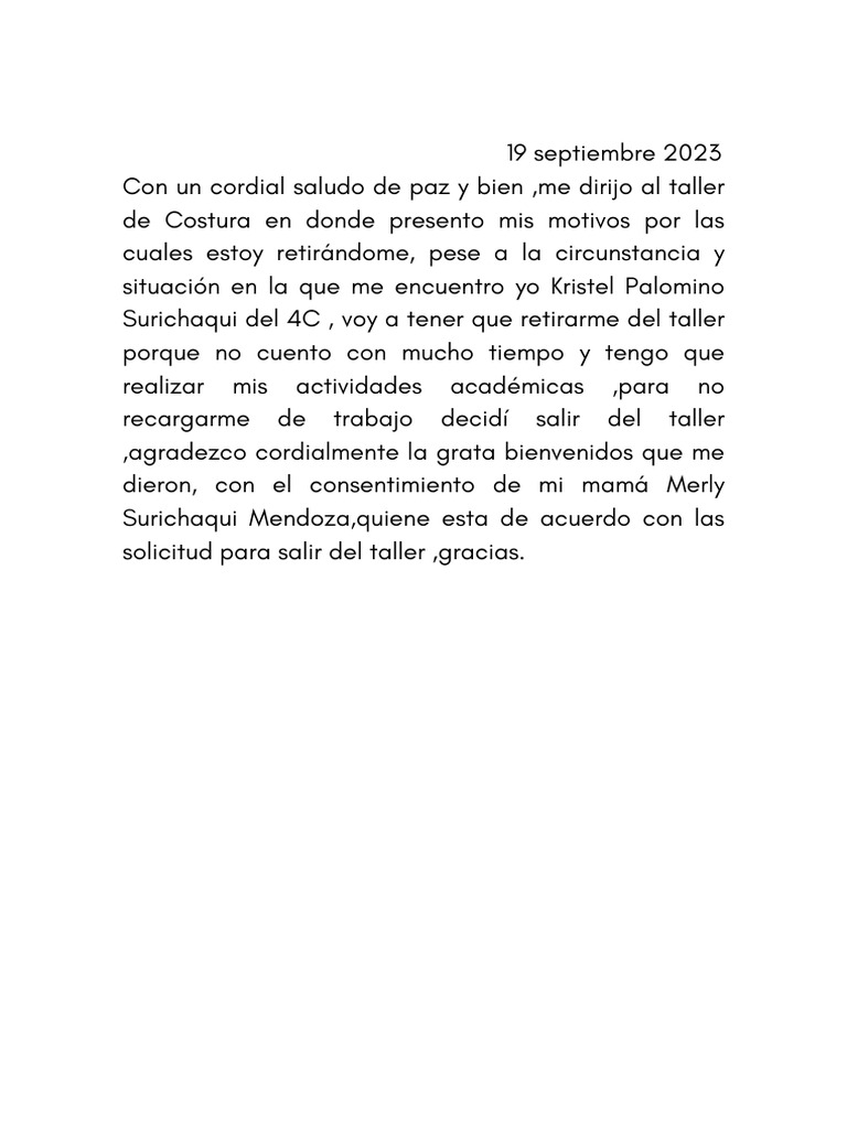 18 Septiembre 2023 Con Un Cordial Saludo de Paz y Bien, Me Dirijo Al ...
