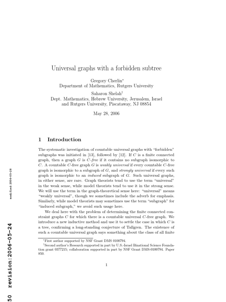 Universal Graphs and Forbidden Trees | PDF | Vertex (Graph Theory ...
