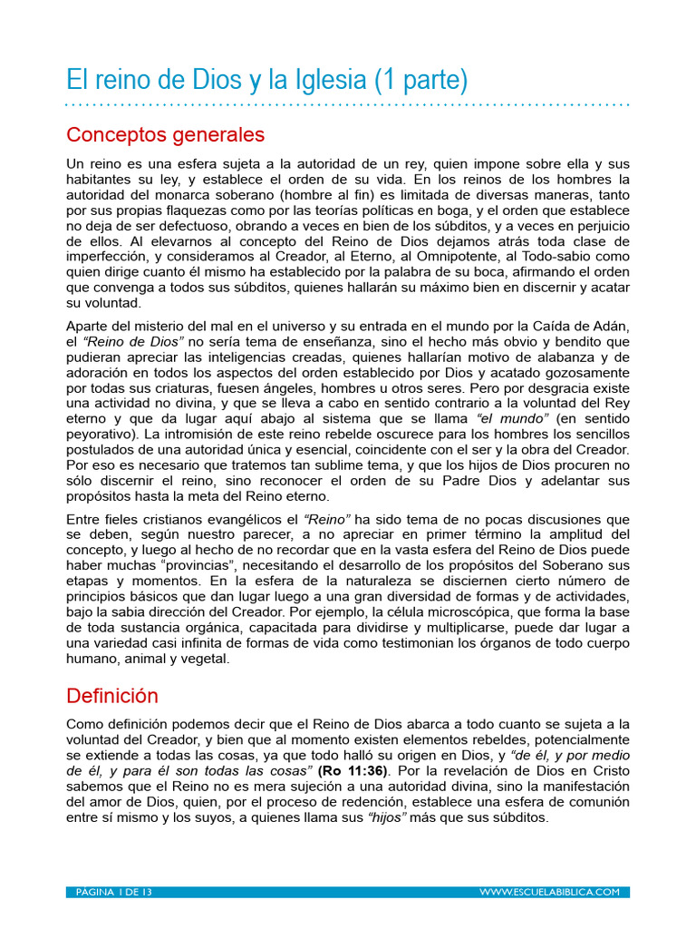 El Reino de Dios y La Iglesia 1 | PDF