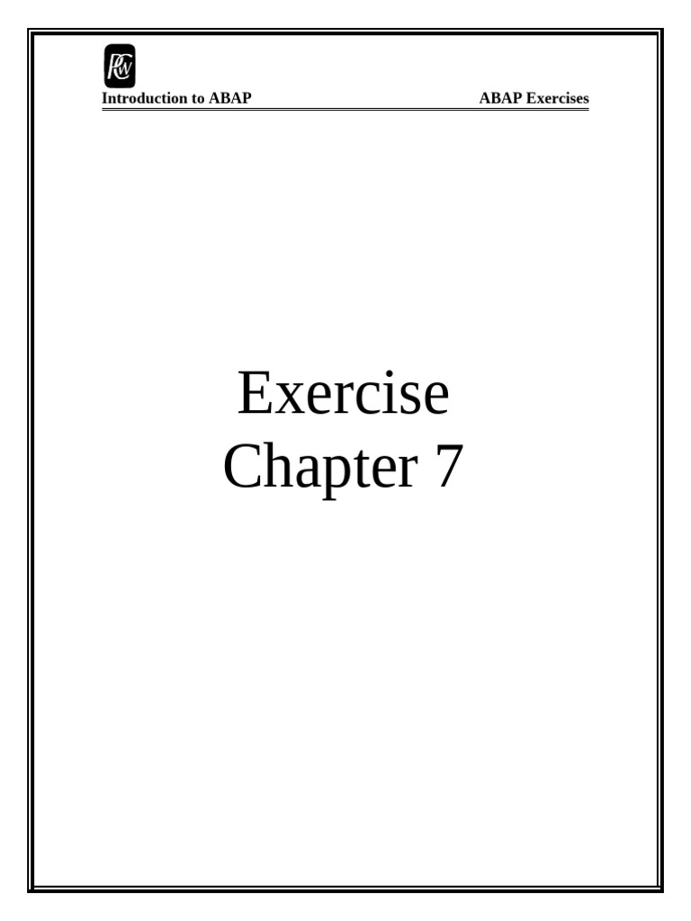Intro to abap chapter 07exercise pdf