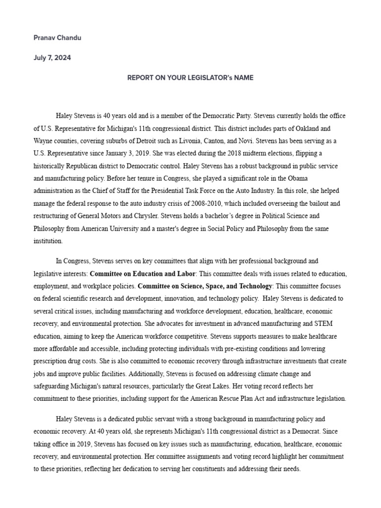 Report and Letter To Legislator Template | PDF