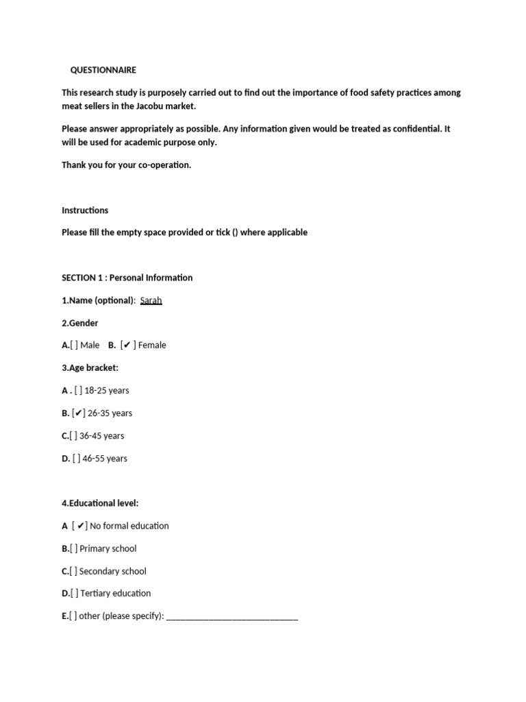 Questionnaire 5 | PDF