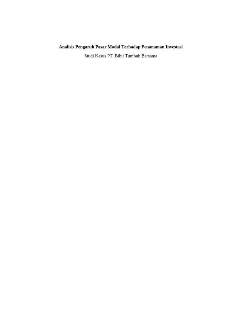 Analisis Pengaruh Pasar Modal Terhadap Penanaman Investasi | PDF