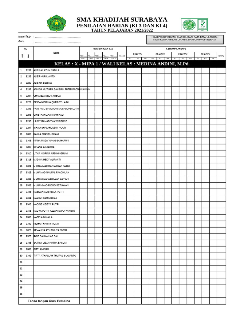 Absen Pa 4 Terbaruuu | PDF