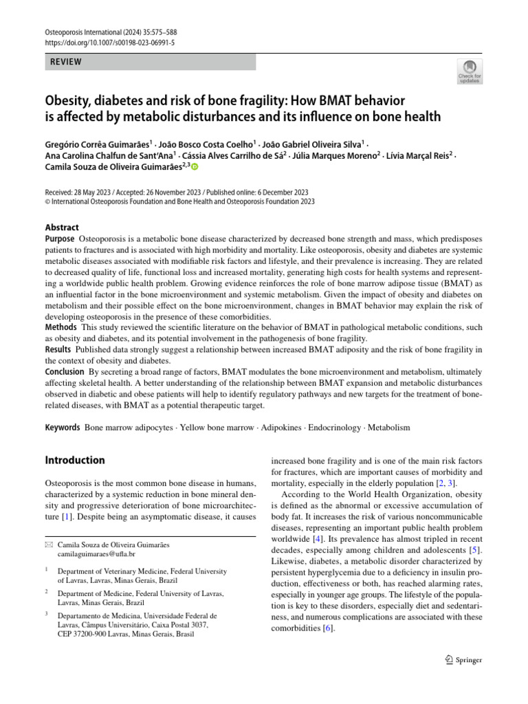 Obesity, Diabetes and Risk of Bone Fragility: How BMAT Behavior Is ...
