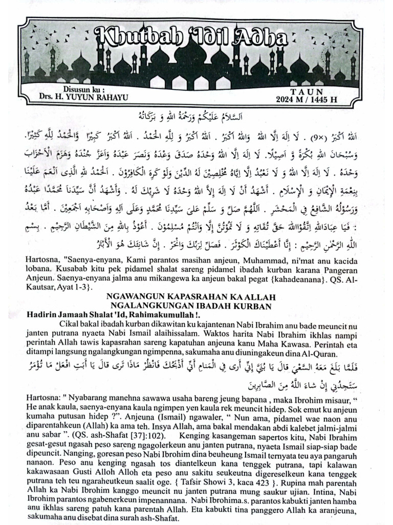 Khutbah Idul Adha 1445 H | PDF