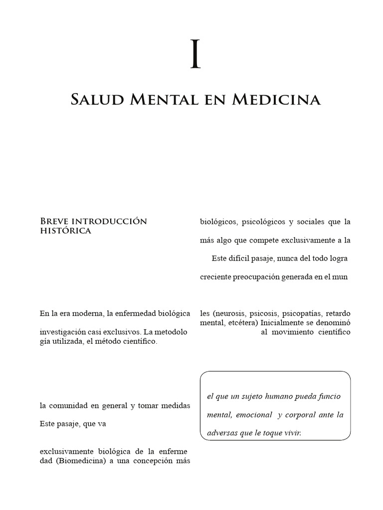 La Salud Mental en Medicina, Capítulos 1, 2 y 3 | PDF