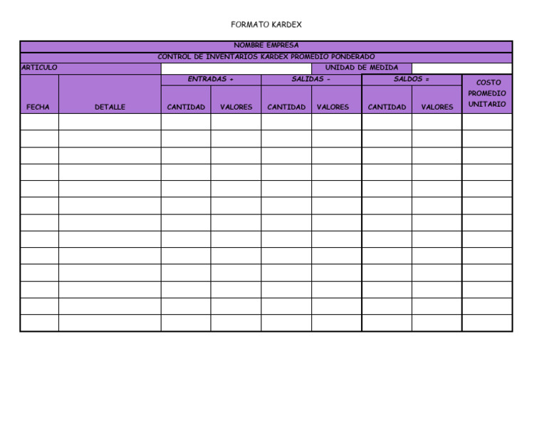 Formato de Kardex | PDF