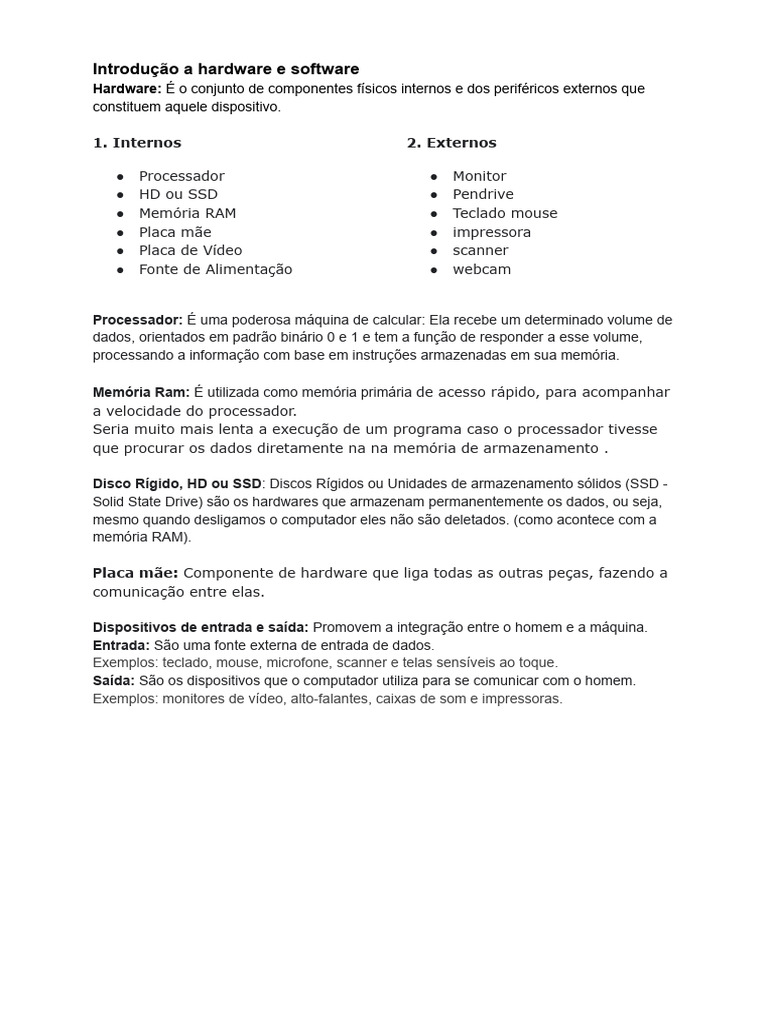 2023 - Aula 1 - 2 Introdução A Informatica Hard | PDF