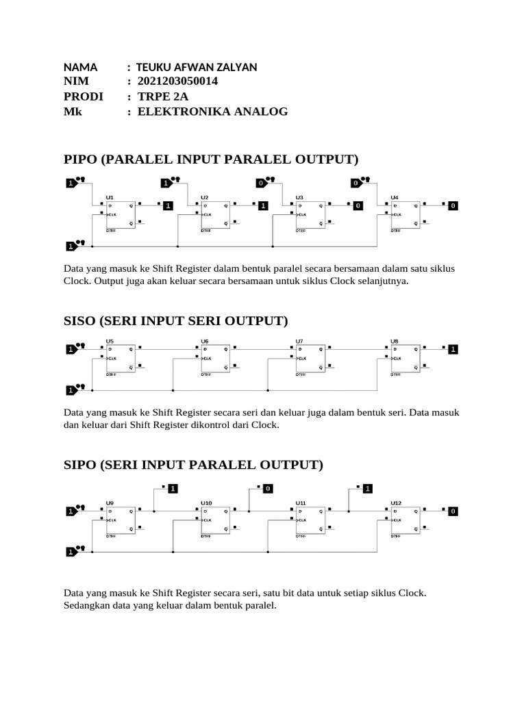 Tugas Shift Register (Pipo, Siso, Sipo, Piso) | PDF | Teaching Methods ...