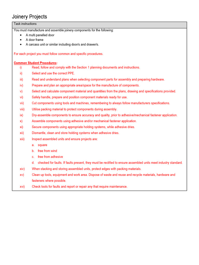 Joinery Delivery Resource 5.3 | PDF