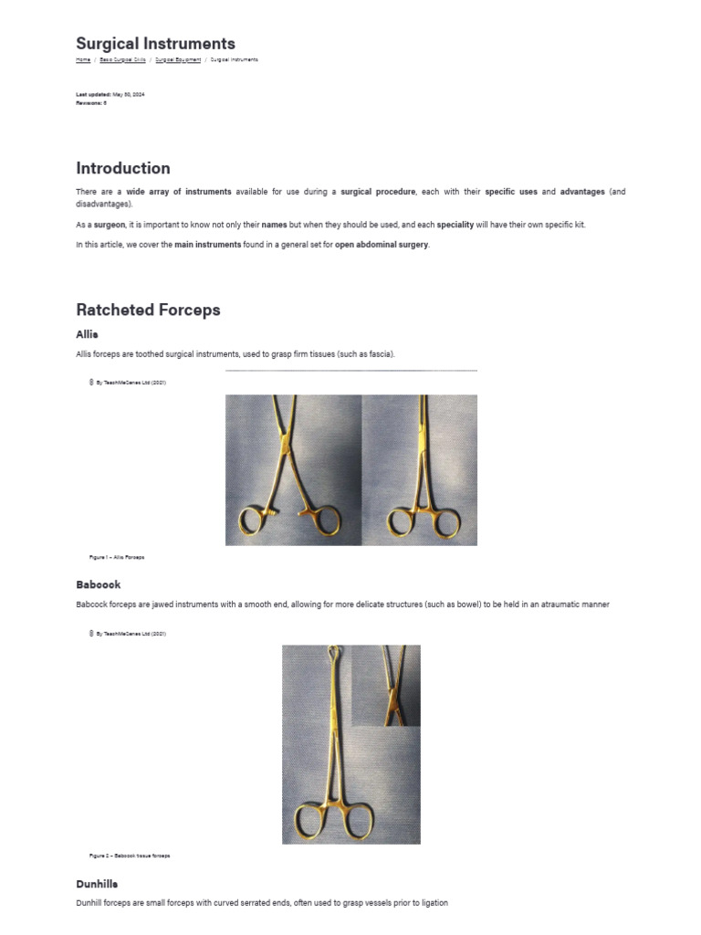 Surgical Instruments - TeachMeSurgery | PDF