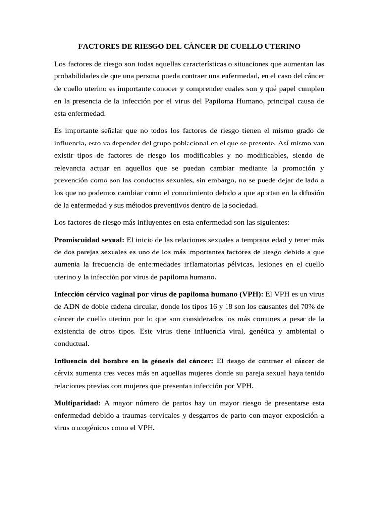 Factores de Riesgo Del Cancer de Cervix | PDF