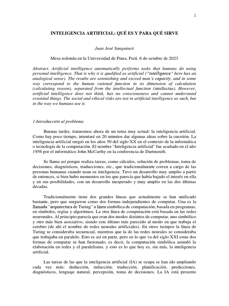 Inteligencia Artificial Que Es y para Qu | PDF | Inteligencia ...