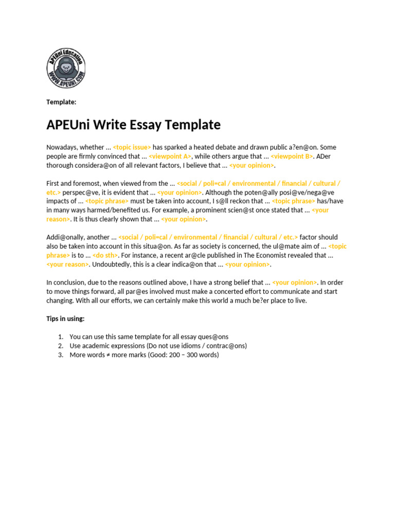 Template PTE Essay | PDF