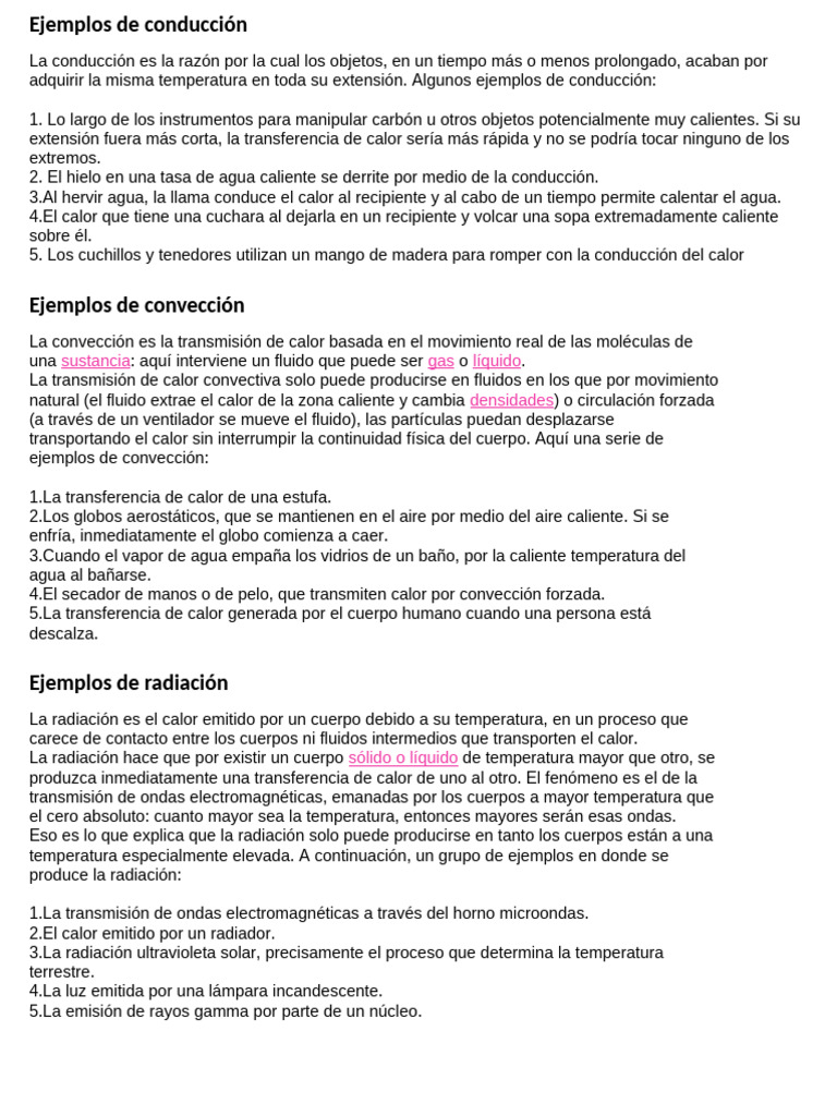 Ejemplos de Conducción, Convección y Radiación | PDF | Radiación ...