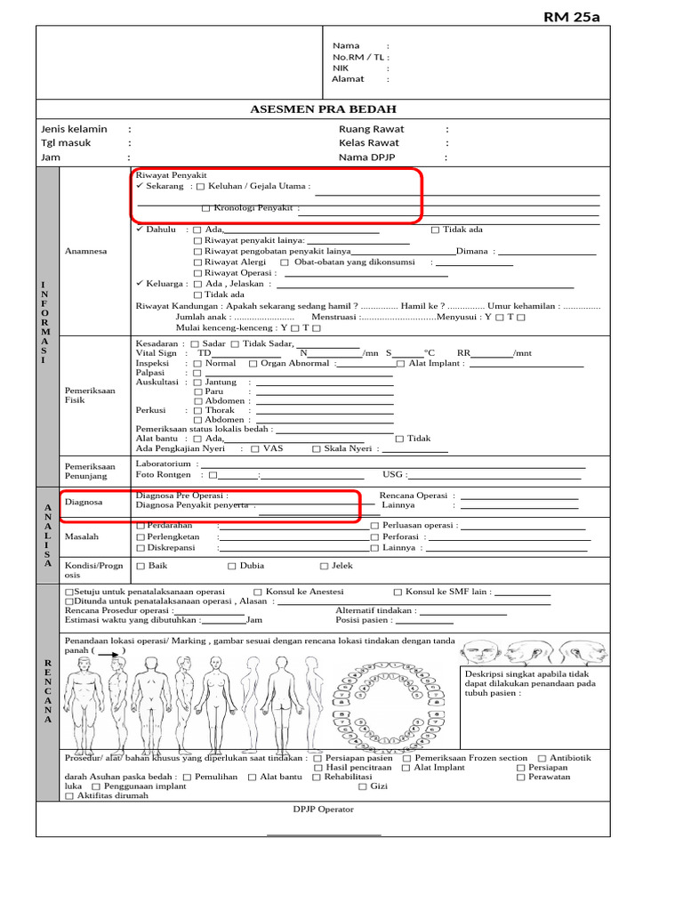 Form Assesmen Pra Bedah | PDF