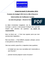 Conseil Municipal Du Jeudi 15 Décembre 2011