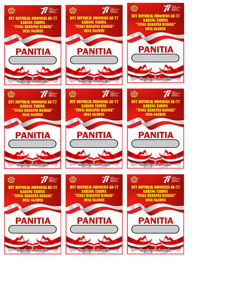 ID Card Panitia HUT RI Ke-77 (Print) | PDF