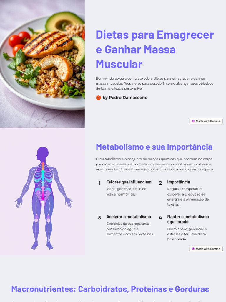 Dietas para Emagrecer e Ganhar Massa Muscular: by Pedro Damasceno | PDF