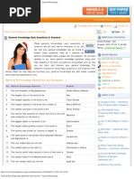 Download General Knowledge Quiz Questions and Answers - General Knowledge by sjaiganesh1 SN76375453 doc pdf
