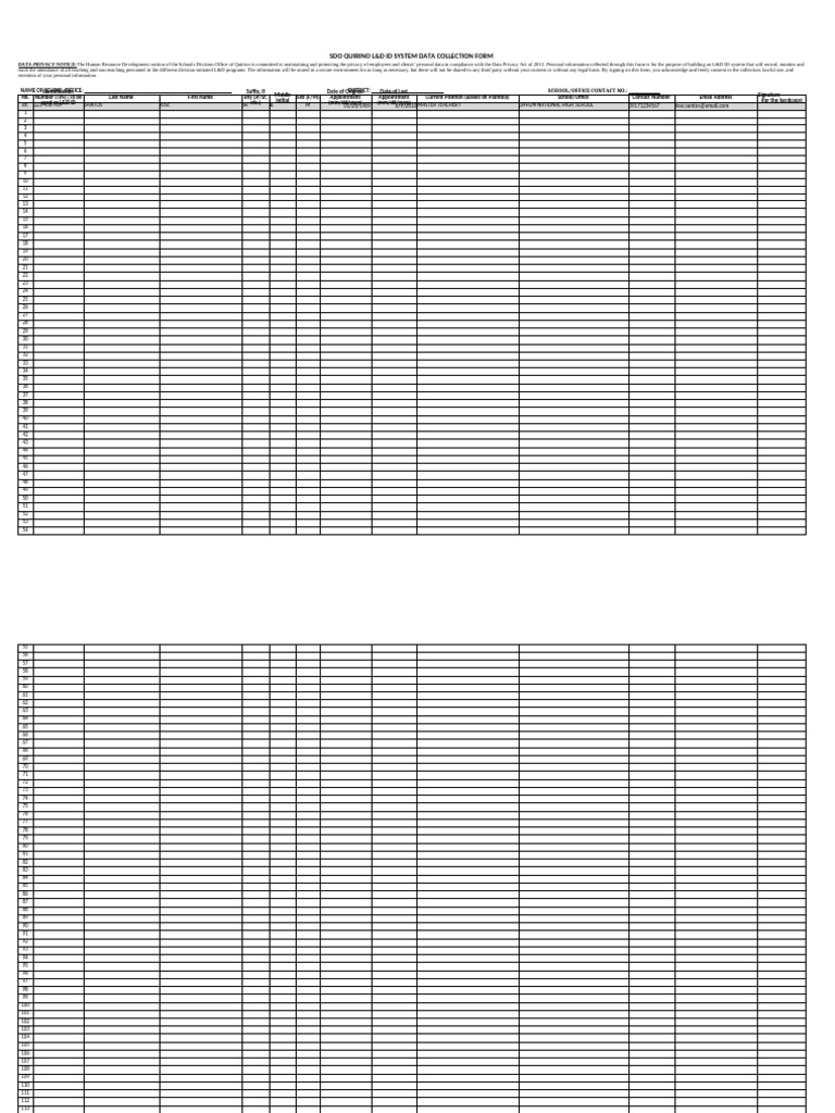 L&D ID SYSTEM Data Collection Form | PDF