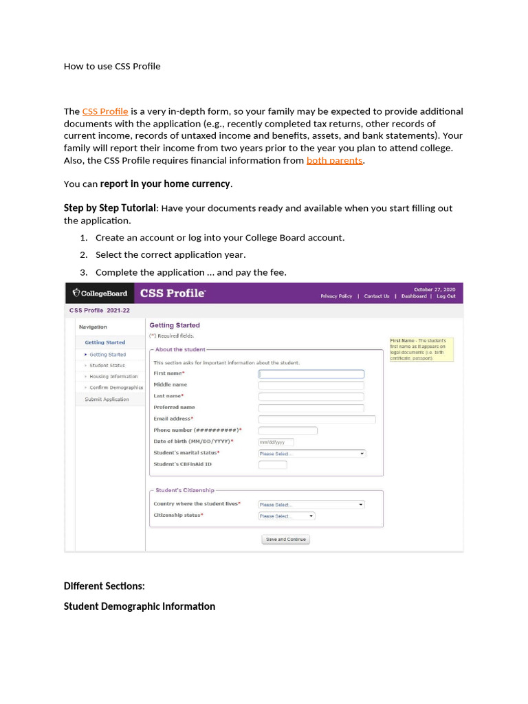 How to use CSS Profile | PDF