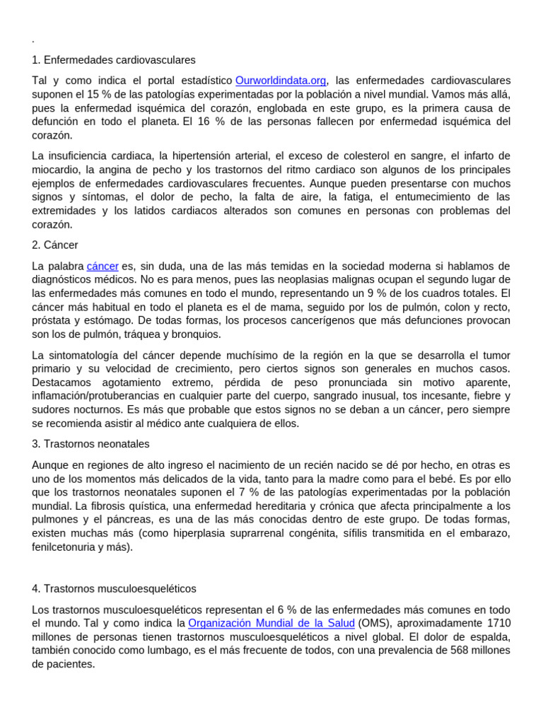 Enfermedades Que Afectan Al Ser Humano | PDF