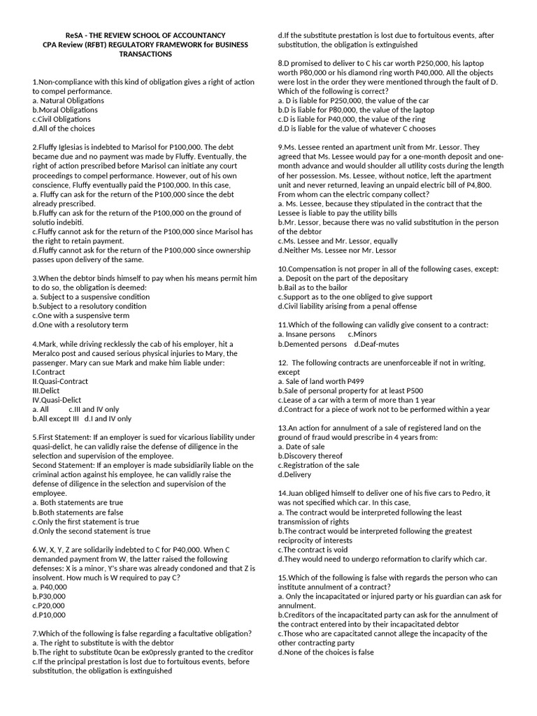 ReSA-RFBT REVIEWER | PDF