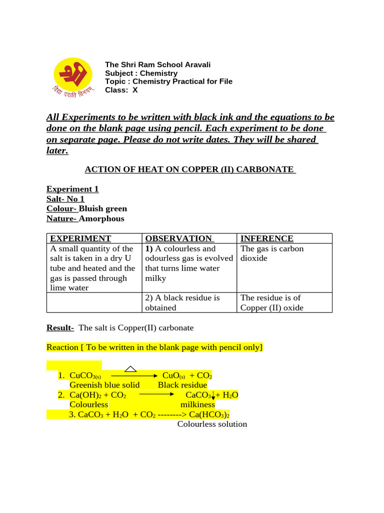Class 10-Practical Lab Work - Decomposition of Compounds | PDF