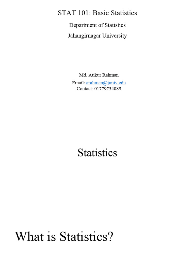 Introduction to Basic Statistics Concepts | PDF | Level Of Measurement ...