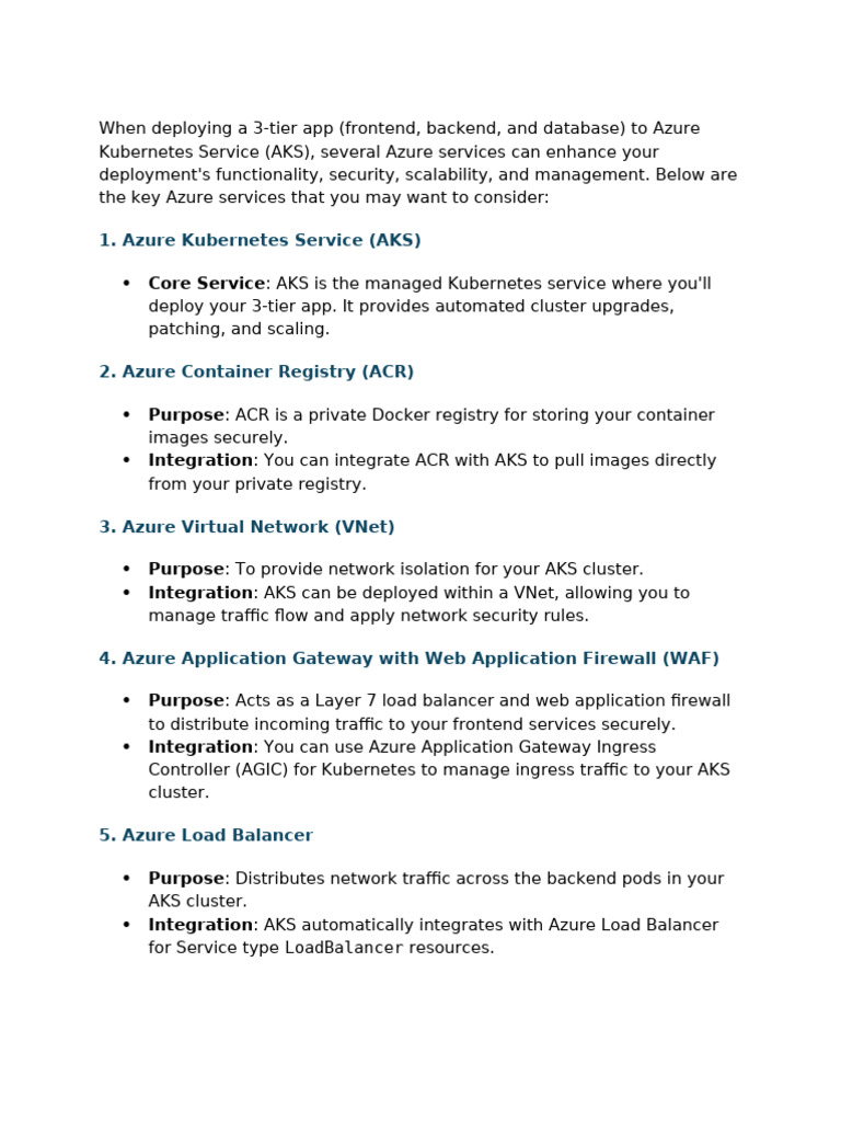 Azure Services For AKS | PDF
