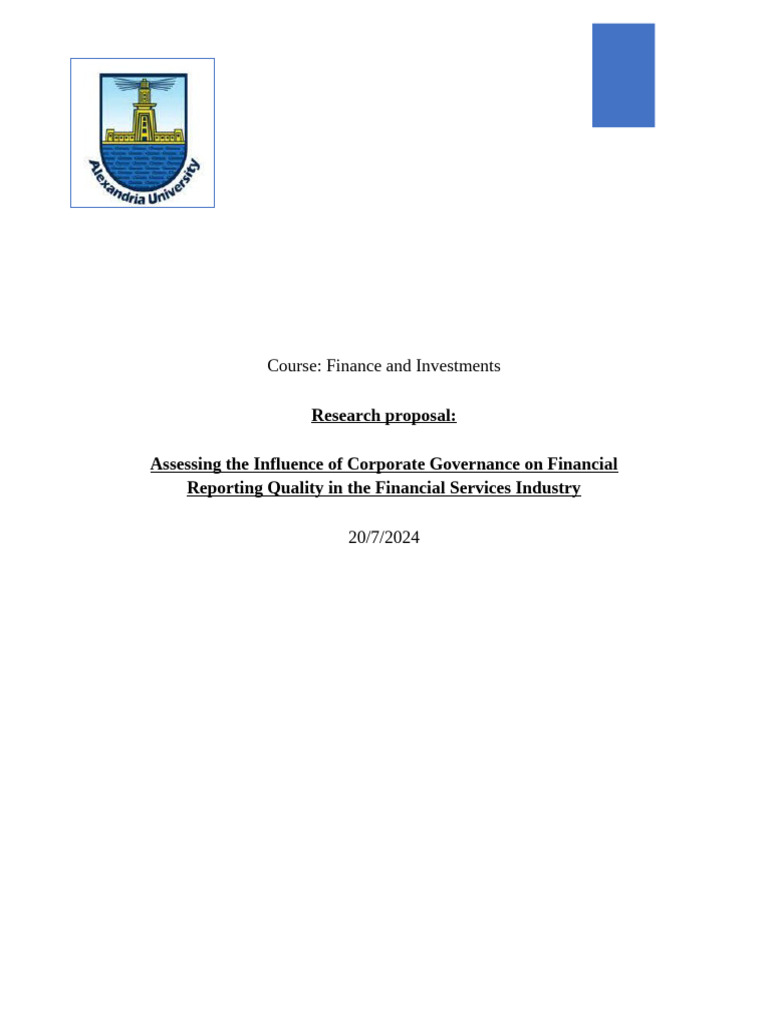 Assessing The Influence of Corporate Governance On Financial Reporting ...
