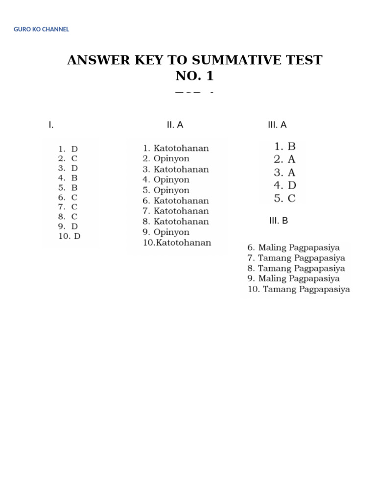 Grade 4 Answer Key | PDF