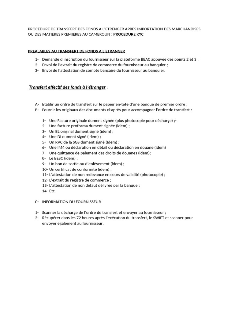 Procedure Transfert de Fonds | PDF