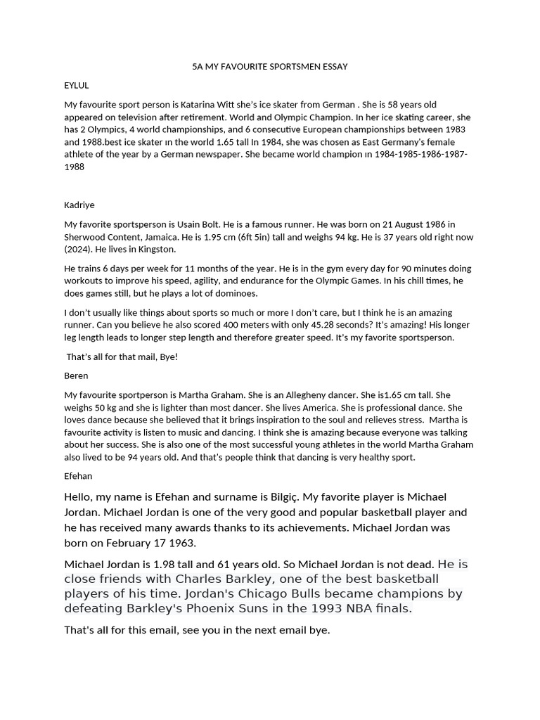 5a My Favourite Sportsmen Essay | PDF