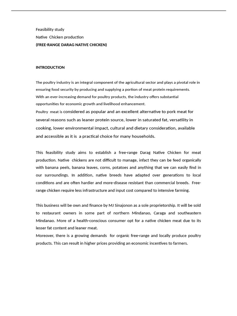 Feasibility Study Native Chicken | PDF | Meat | Poultry Farming