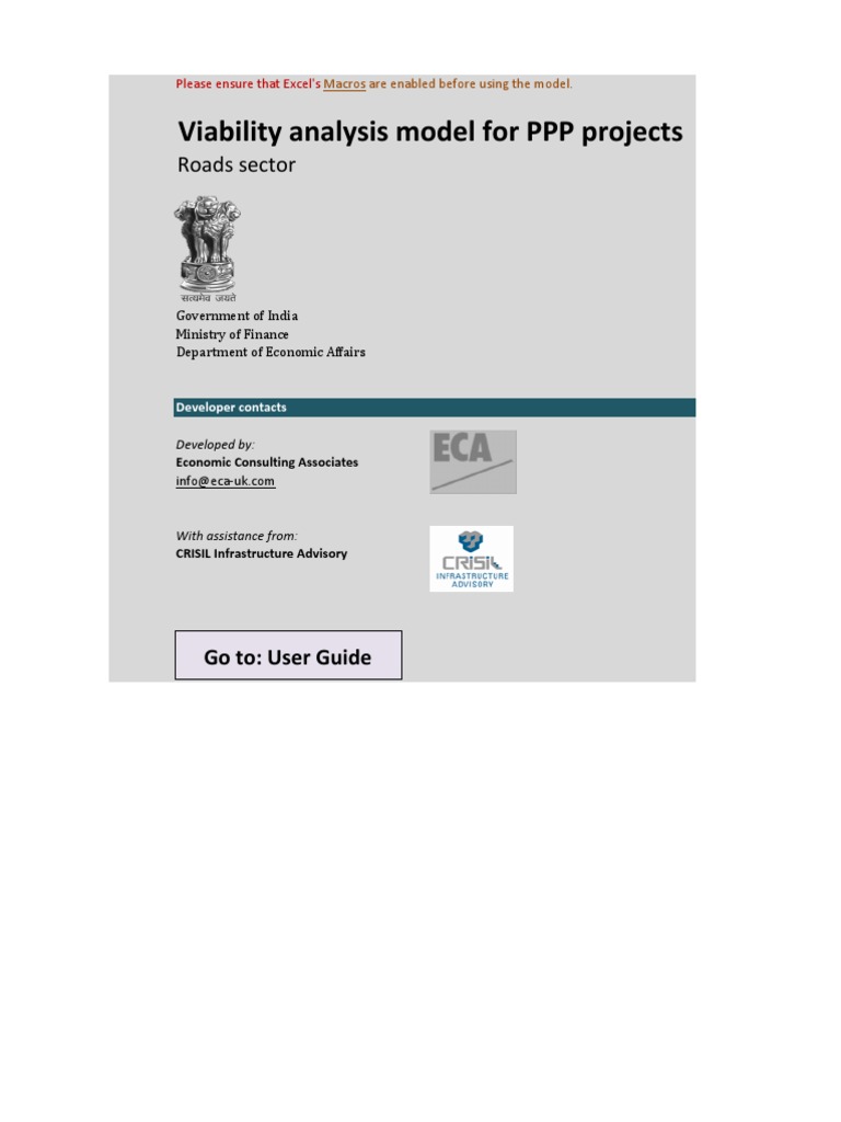 PPP Financial Model Tool Internal Rate Of Return Net Present Value