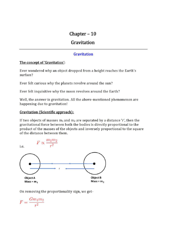 Gravitation Class 9 | PDF